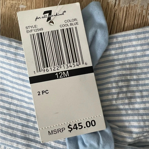 7 for All Mankind blue and white stripe baby dress 12 months - Picture 5 of 6